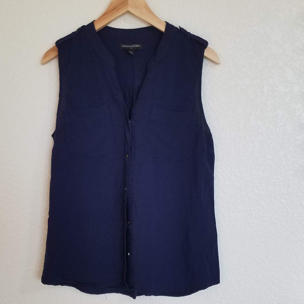 BANANA REPUBLIC Navy Sleeveless Blouse Size M